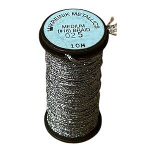 Kreinik #16 Medium Braid Metallic - 10m - 025 Grey